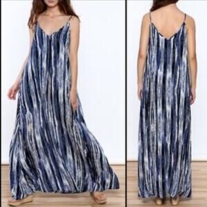 Cupcakes and Cashmere Blue Tie Dye Maxi Dress Womens S Boho Summer Beachy Flowy